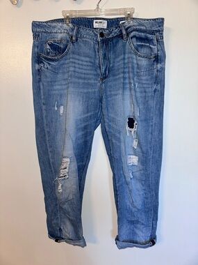 William Rast Light Blue Distressed Slouchy Boyfriend Cropped Ankle Jeans